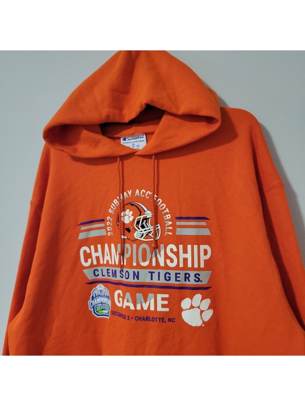 Champion Clemson Tigers Hoodie Men XL Orange 2022 ACC Championship Football NCAA